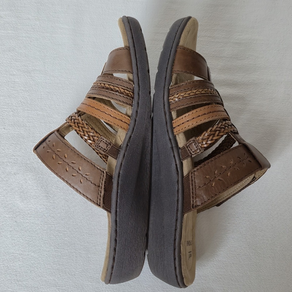 Earth Origins Hayward Hollie Tri-Color Brown Leather Slide Sandals Women 8.5 Adj - Picture 6 of 9
